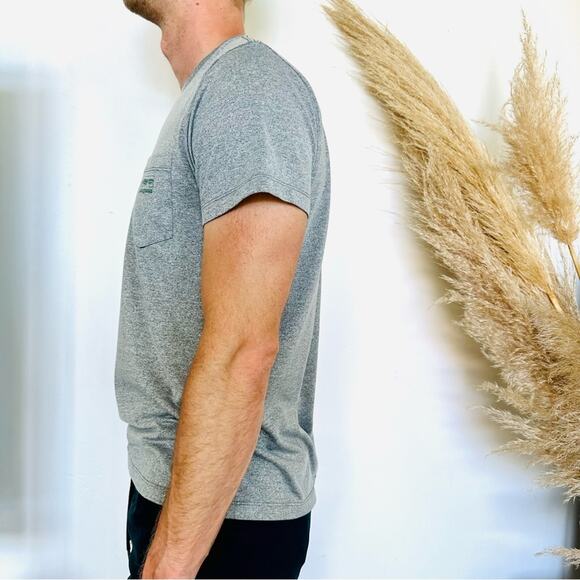 MENS PATAGONIA Grey Gray Pocket Crew Neck Short Sleeve Slim Fit Tee T Shirt L - Picture 6 of 10